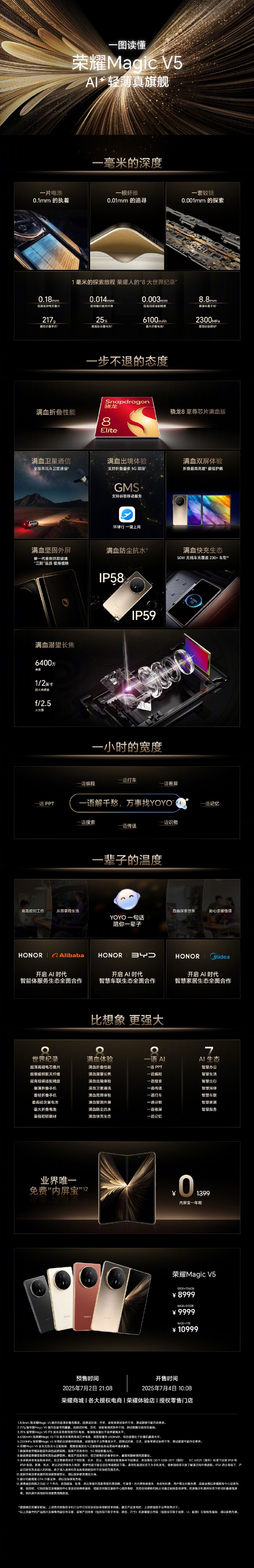 8999元起！榮耀Magic V5一圖看懂：拿下8大世界紀(jì)錄